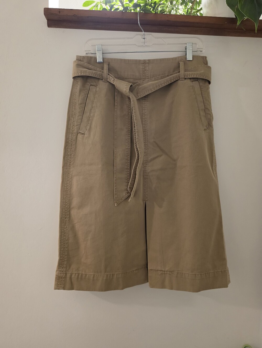 J. Crew Khacki A-Line Skirt with Tie Belt